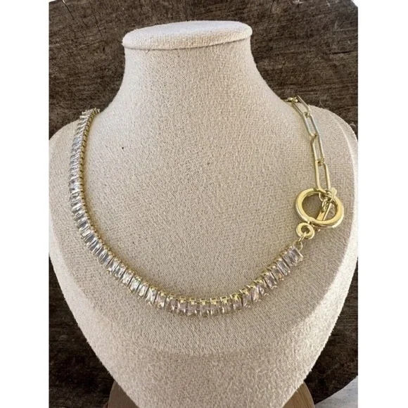 Gold Plated Paper clip necklace choker womens trendy jewelry - Picture 12 of 13